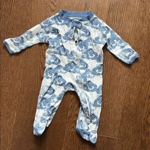 Burt's Bees Baby Blue Cloud Pattern Footie